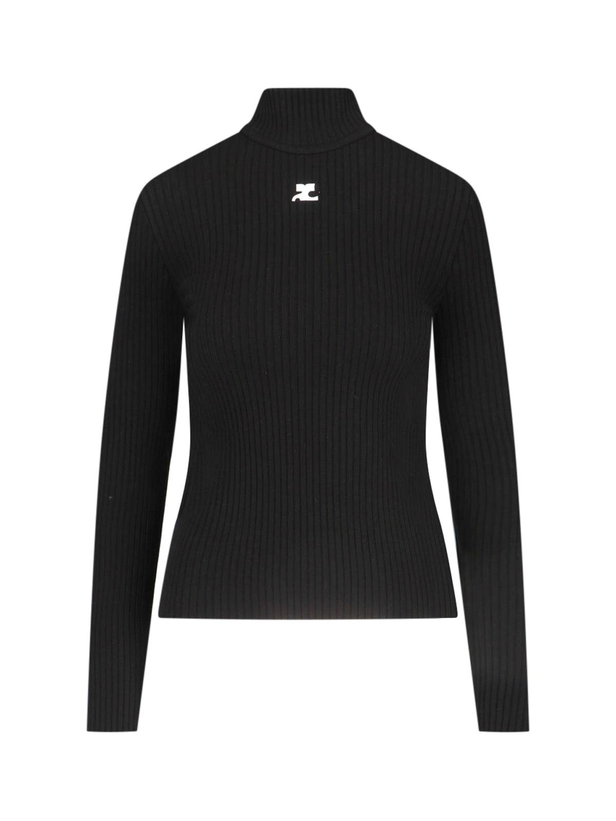 courrèges logo turtleneck sweater