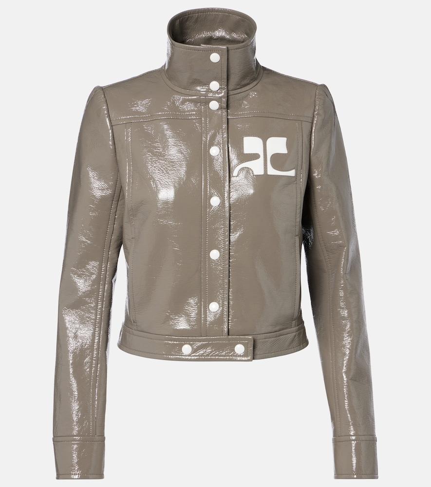 courrèges logo vinyl cropped jacket