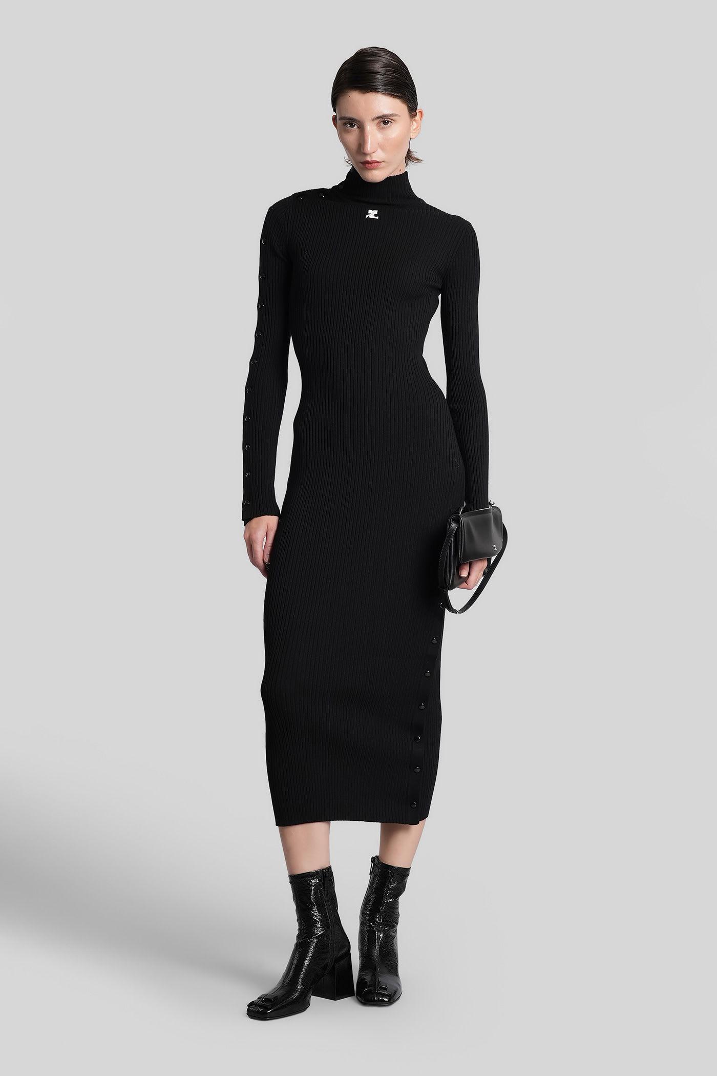 courrèges long dress in black viscose