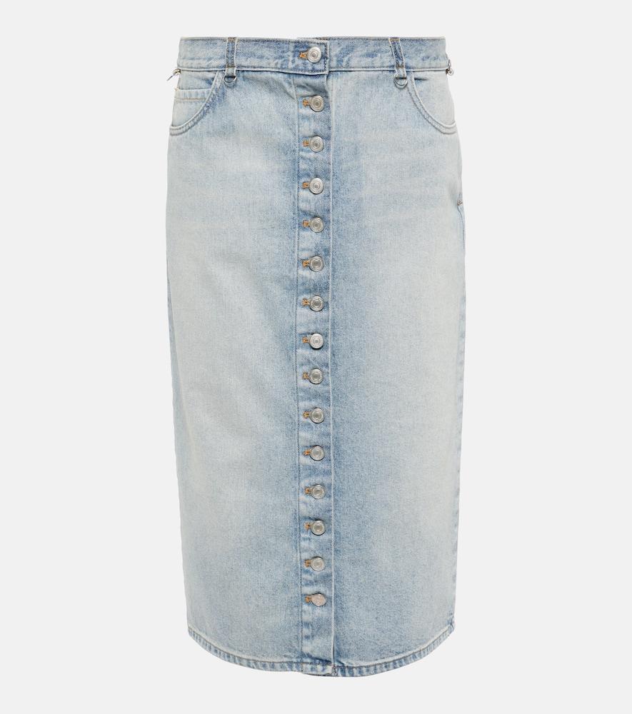 courrèges multiflex denim midi skirt