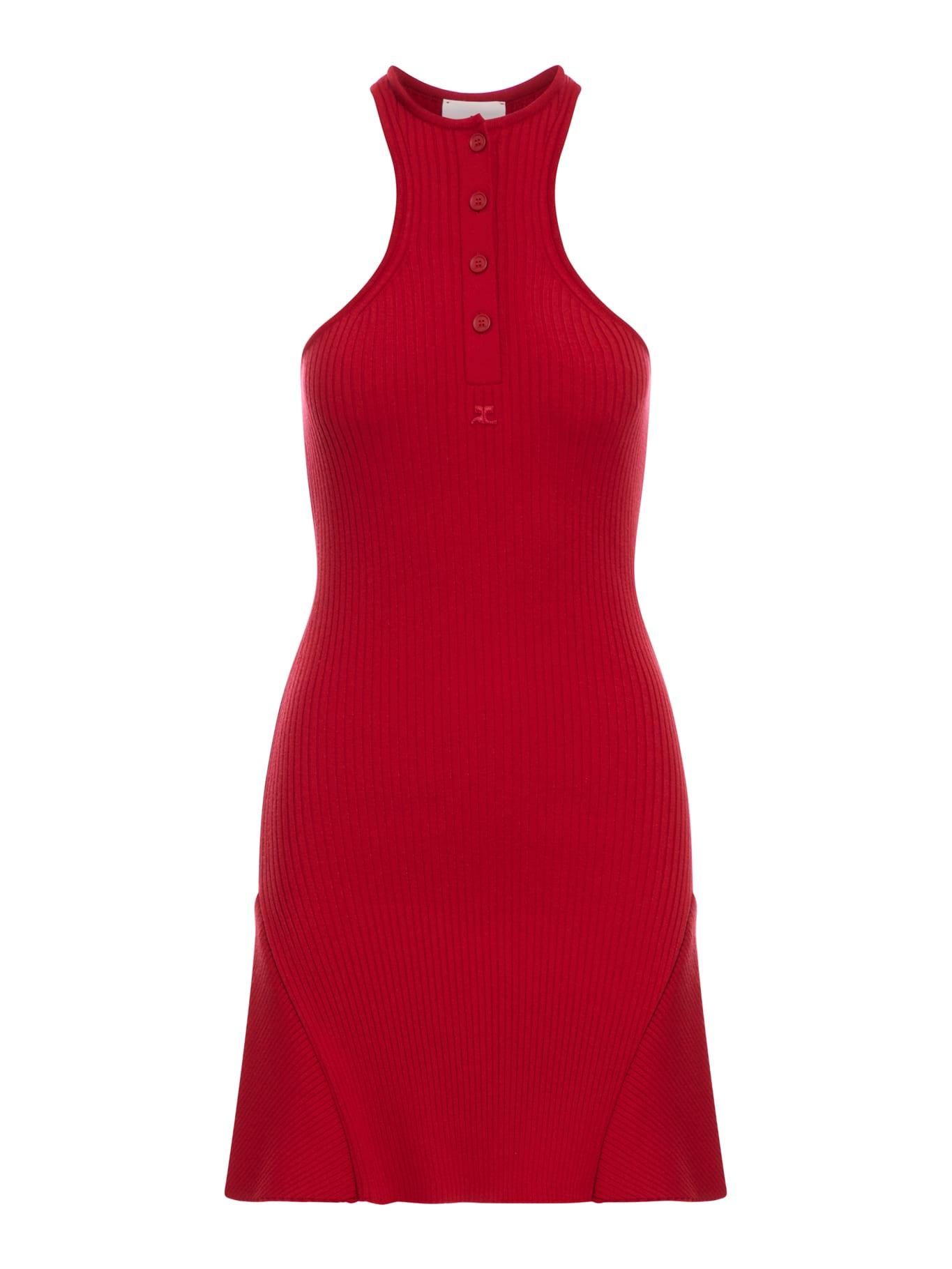 courrèges red viscose blend dress