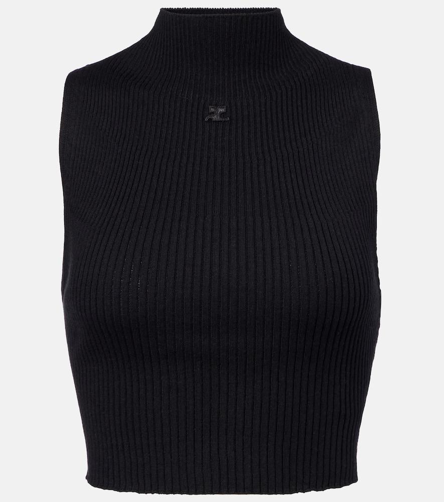 courrèges ribbed cotton and wool tank top