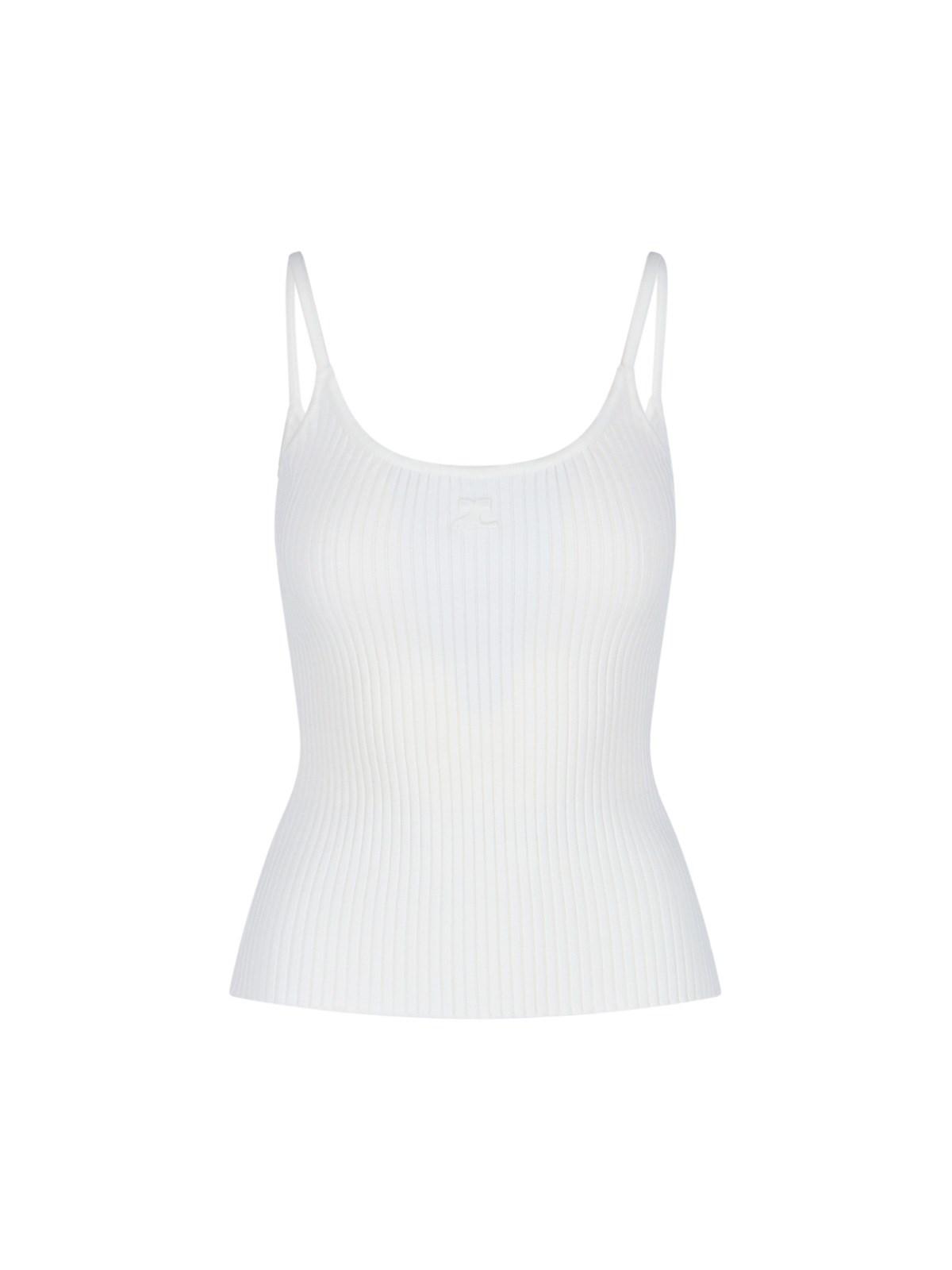courrèges ribbed logo top