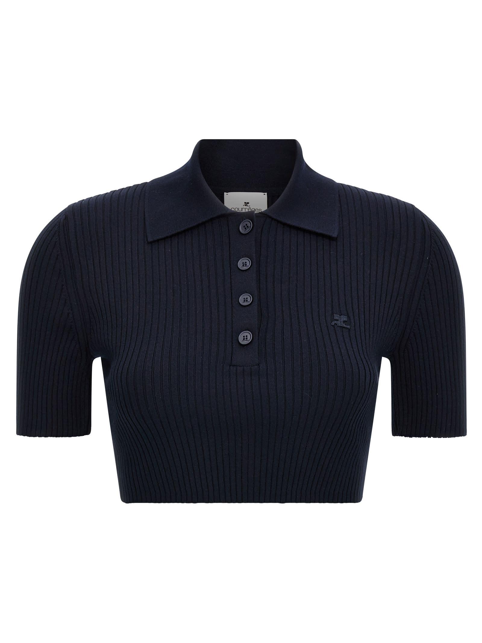 courrèges ribbed polo shirt