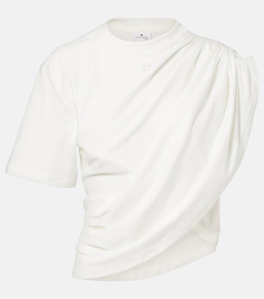 courrèges ruched asymmetric cotton jersey t