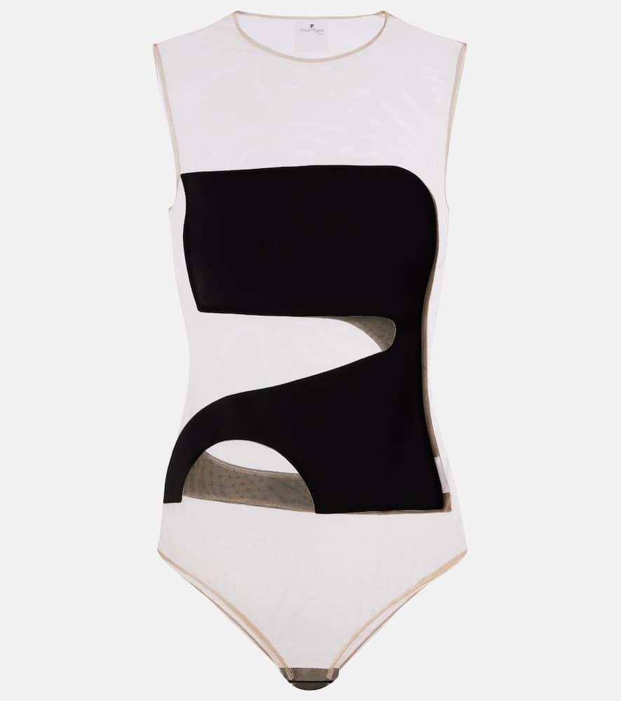 courrèges satin and tulle bodysuit
