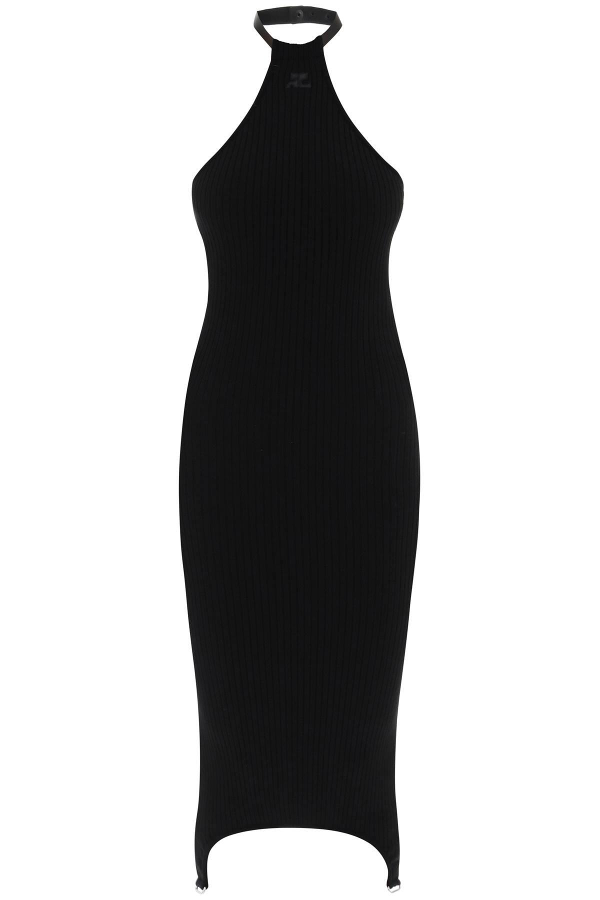 courrèges sheath midi dress in rib knit
