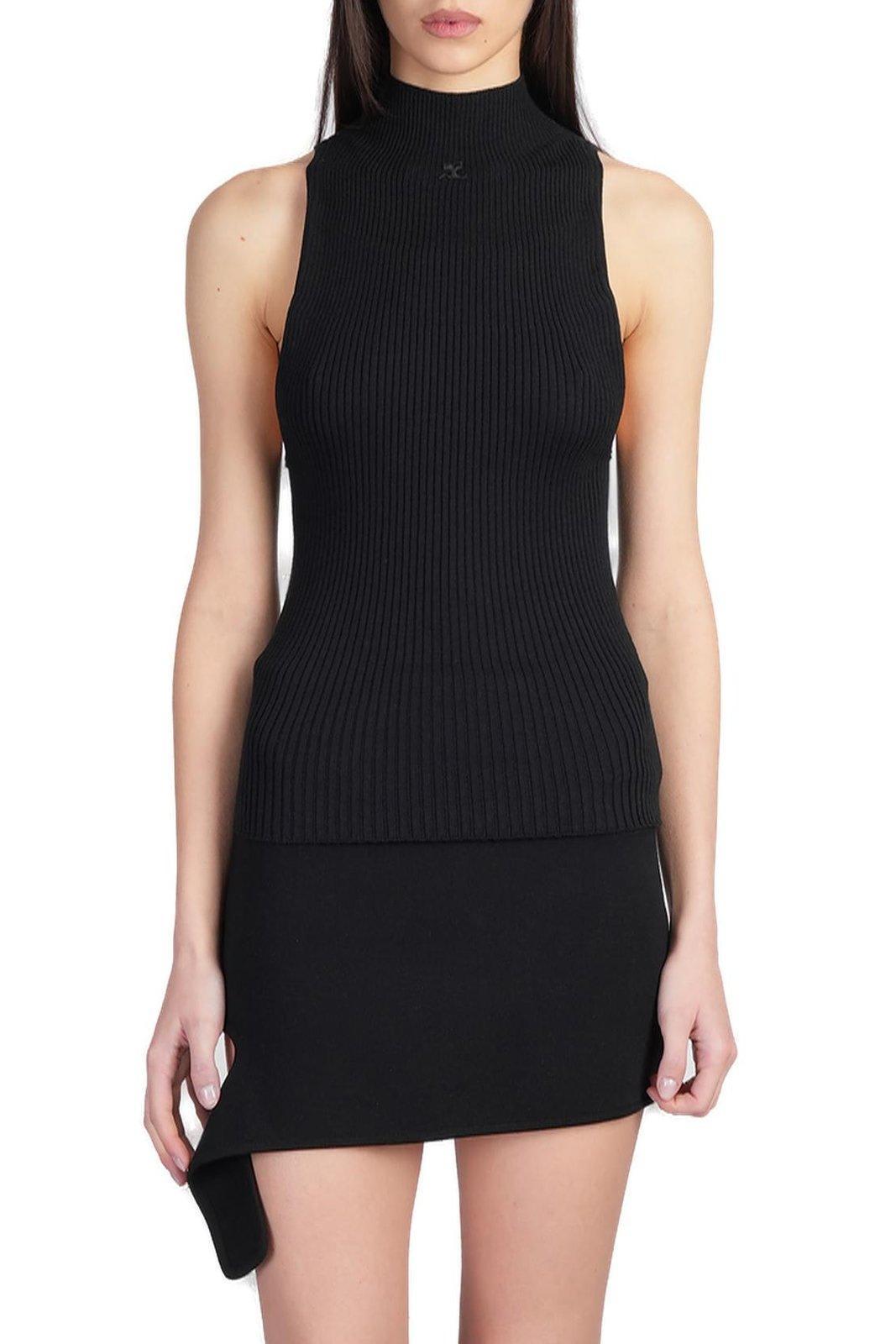 courrèges sleeveless ribbed-knit tank top