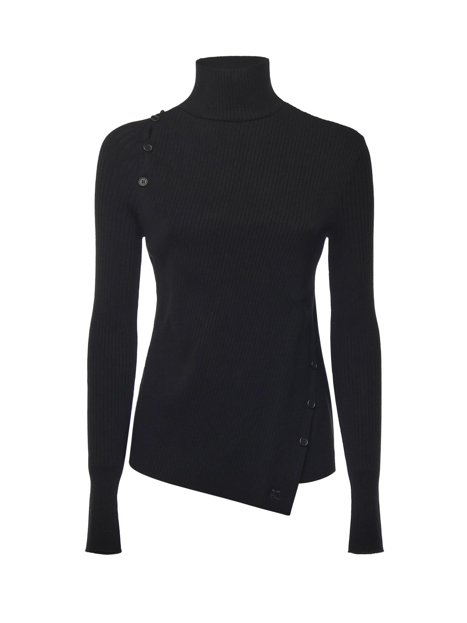 courrèges sweater with slanted buttons