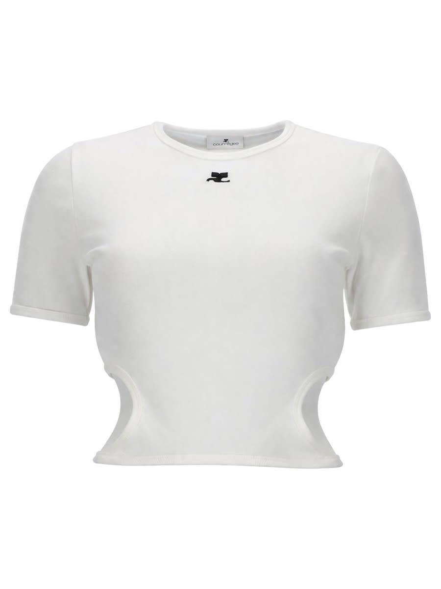 courrèges t-shirt cut out con logo