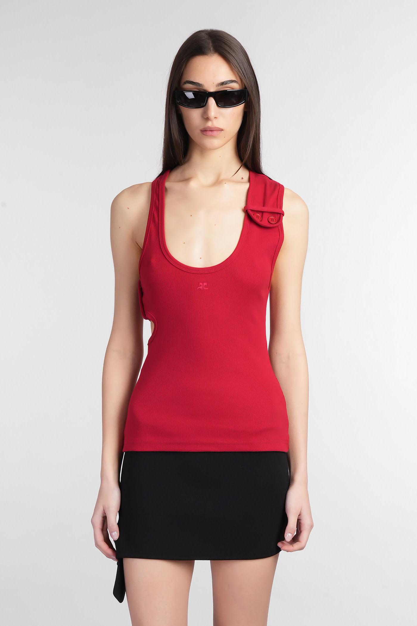 courrèges topwear in red cotton