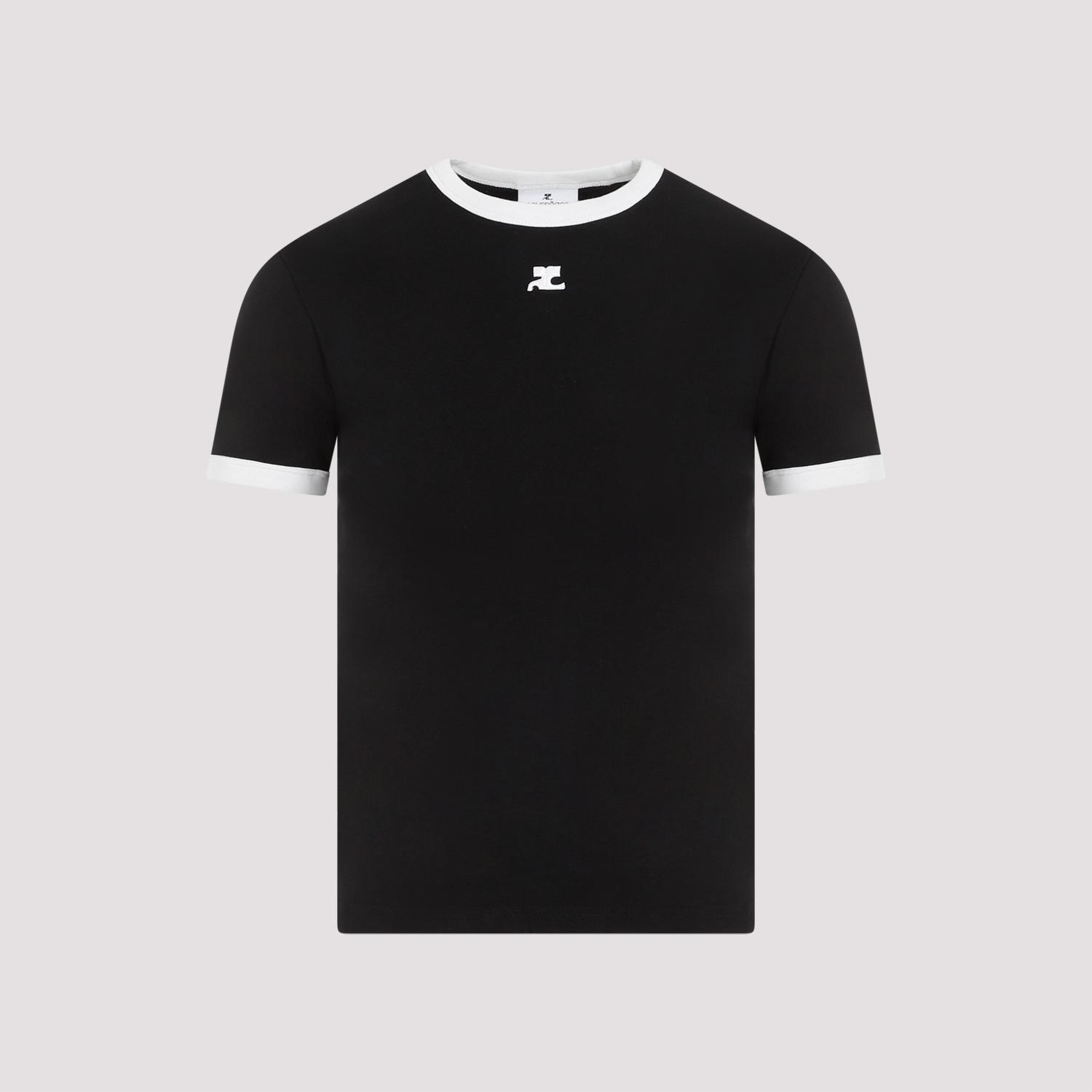 courreges bumpy contrast t-shirt reedition black cotton tshirt - women