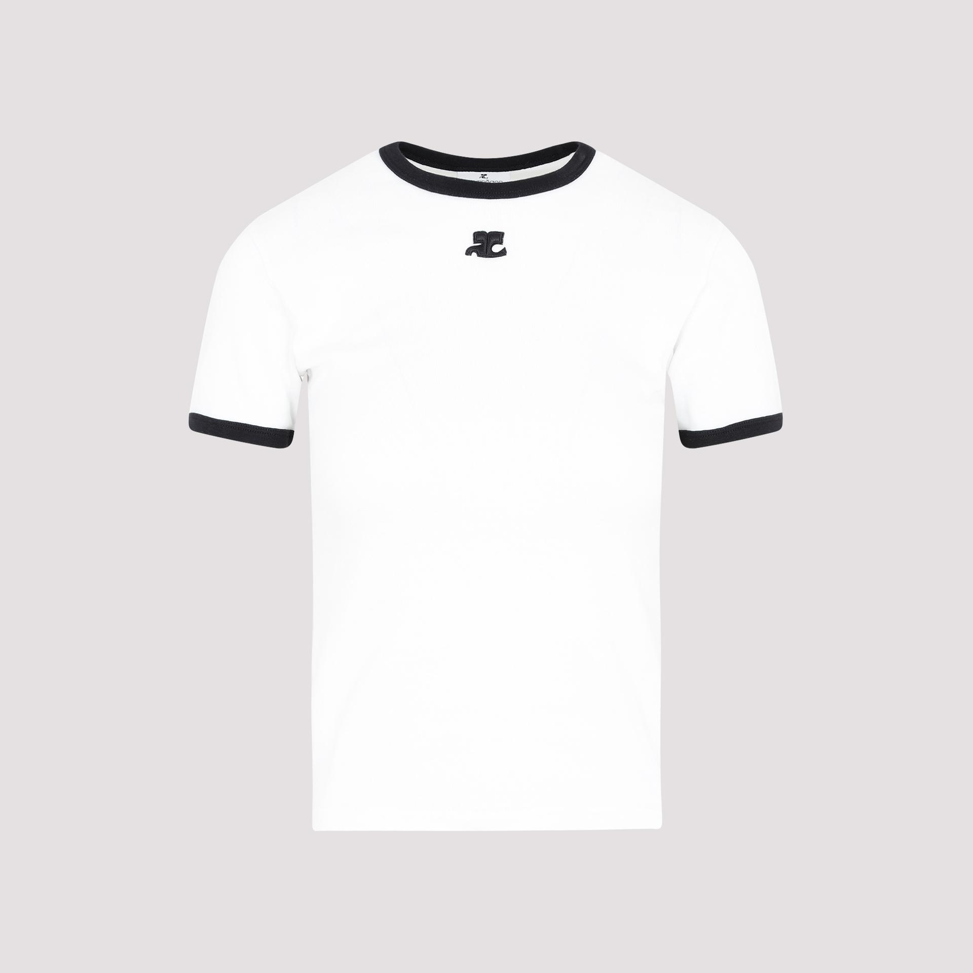 courreges bumpy contrast t-shirt reedition white cotton tshirt - women