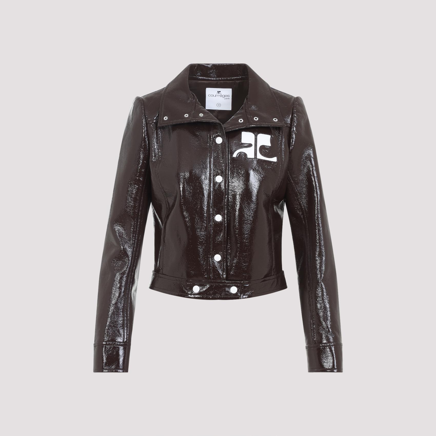 courreges courrèges vinyl jacket brown cotton polyurethane elastane - women