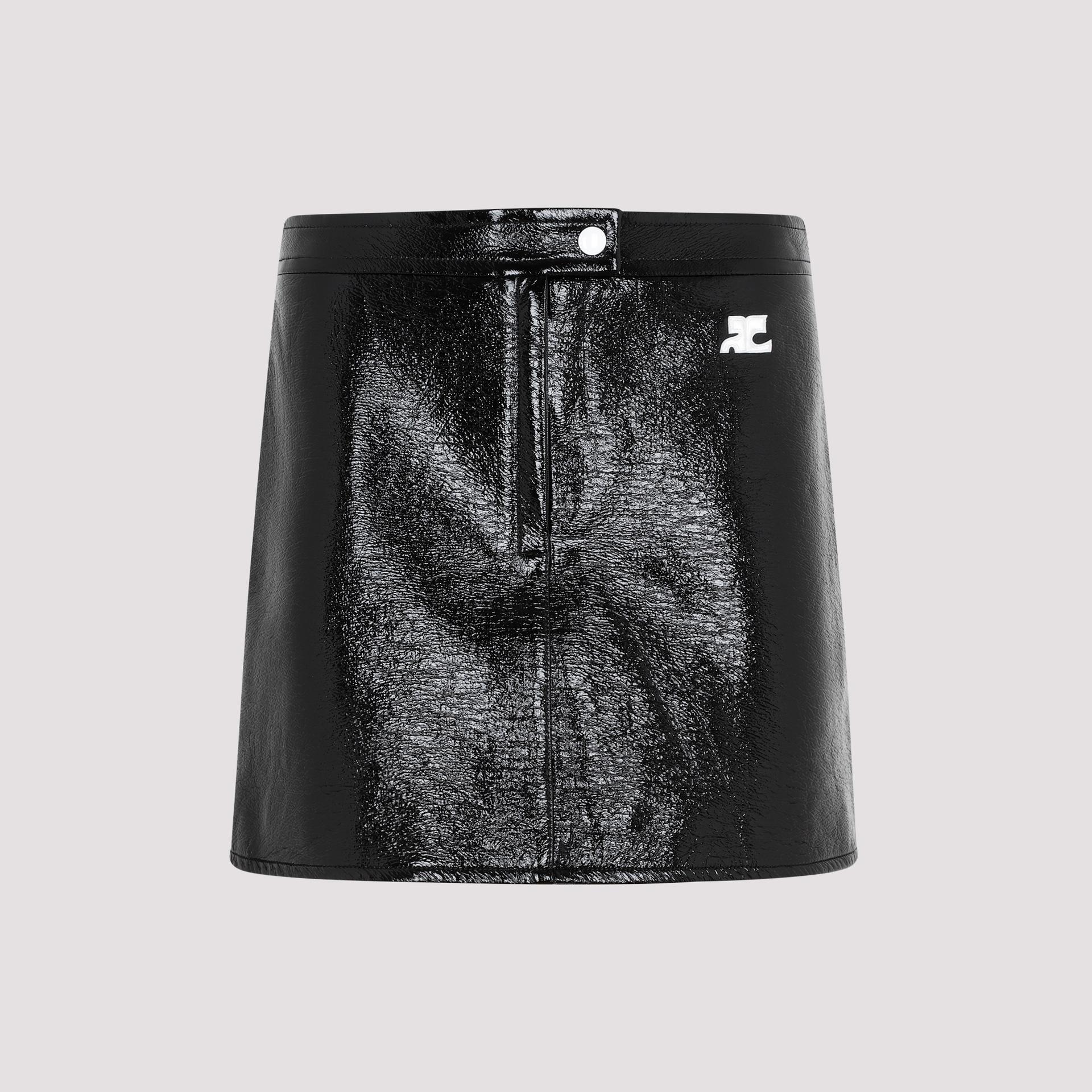 courreges courrèges vinyl mini skirt black cotton polyurethane elastane - women