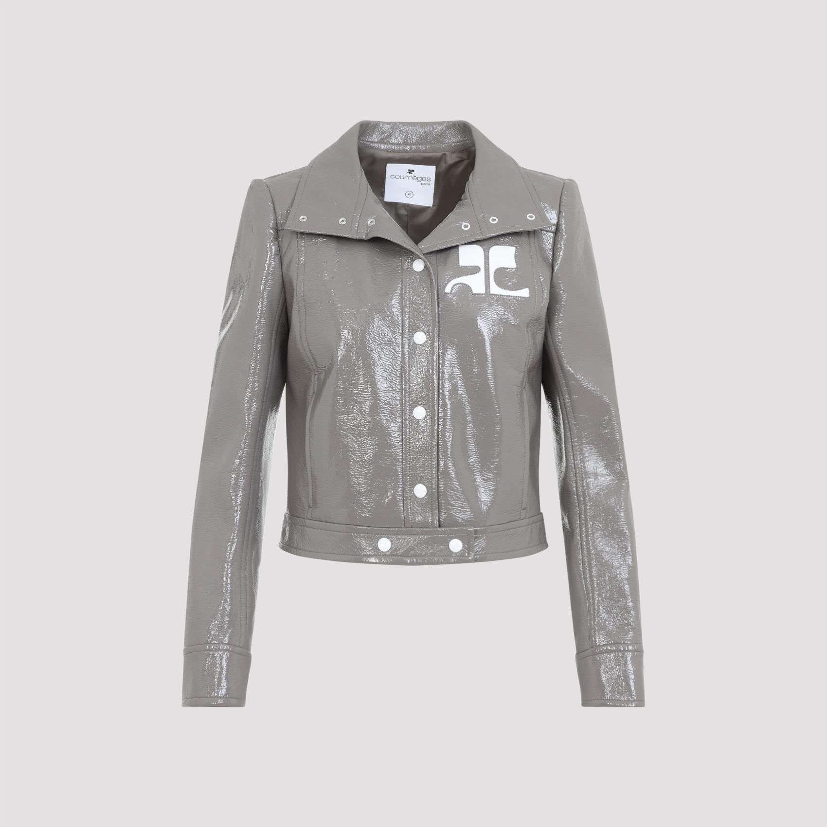 courreges courrèges vinyle reedition jacket nude & neutrals cotton polyurethane - women