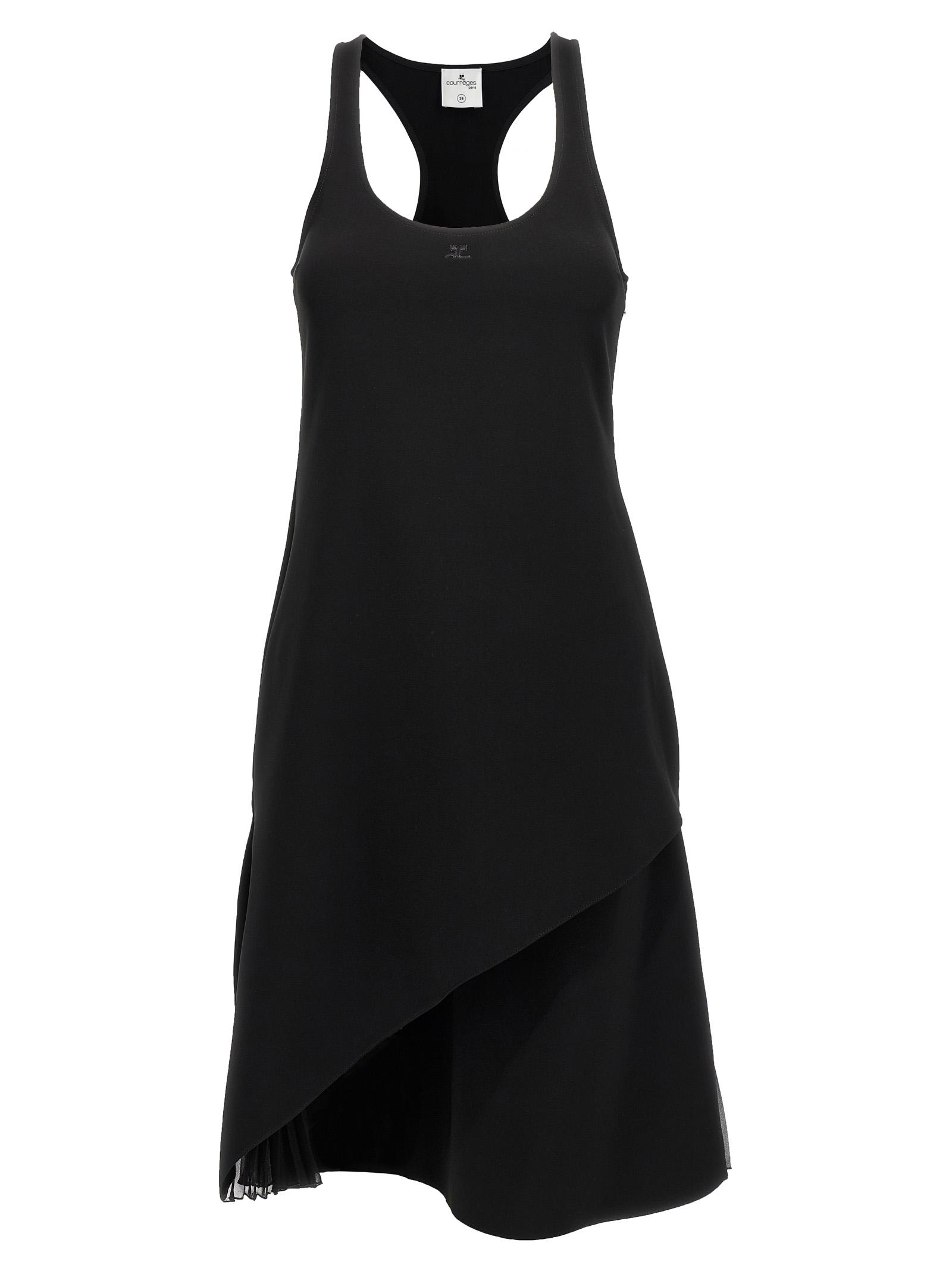 courreges infinty pleats a-line dress black polyester - women