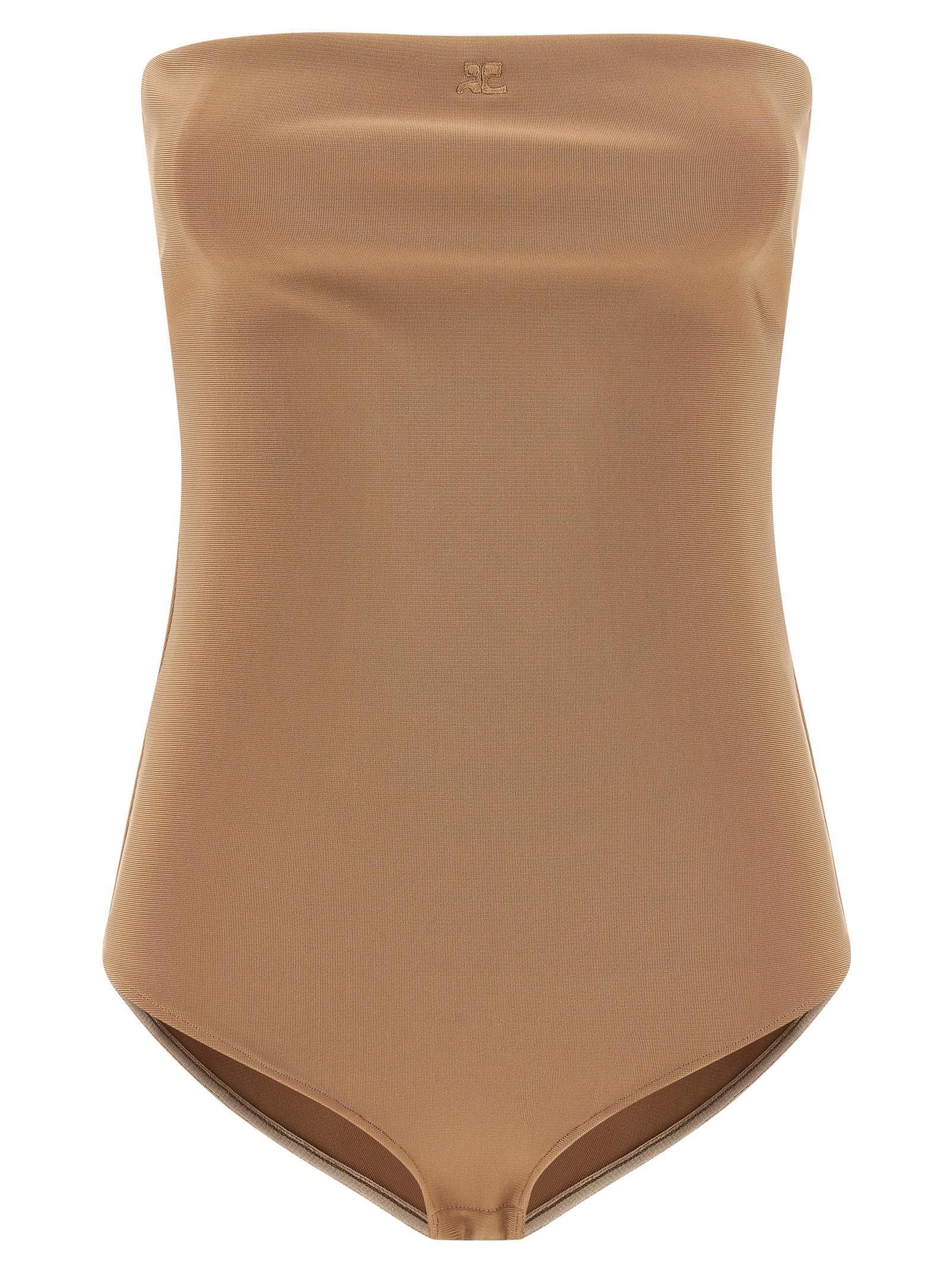 courreges lingerie bustier bodysuit beige viscose polyamide elastane tops - women