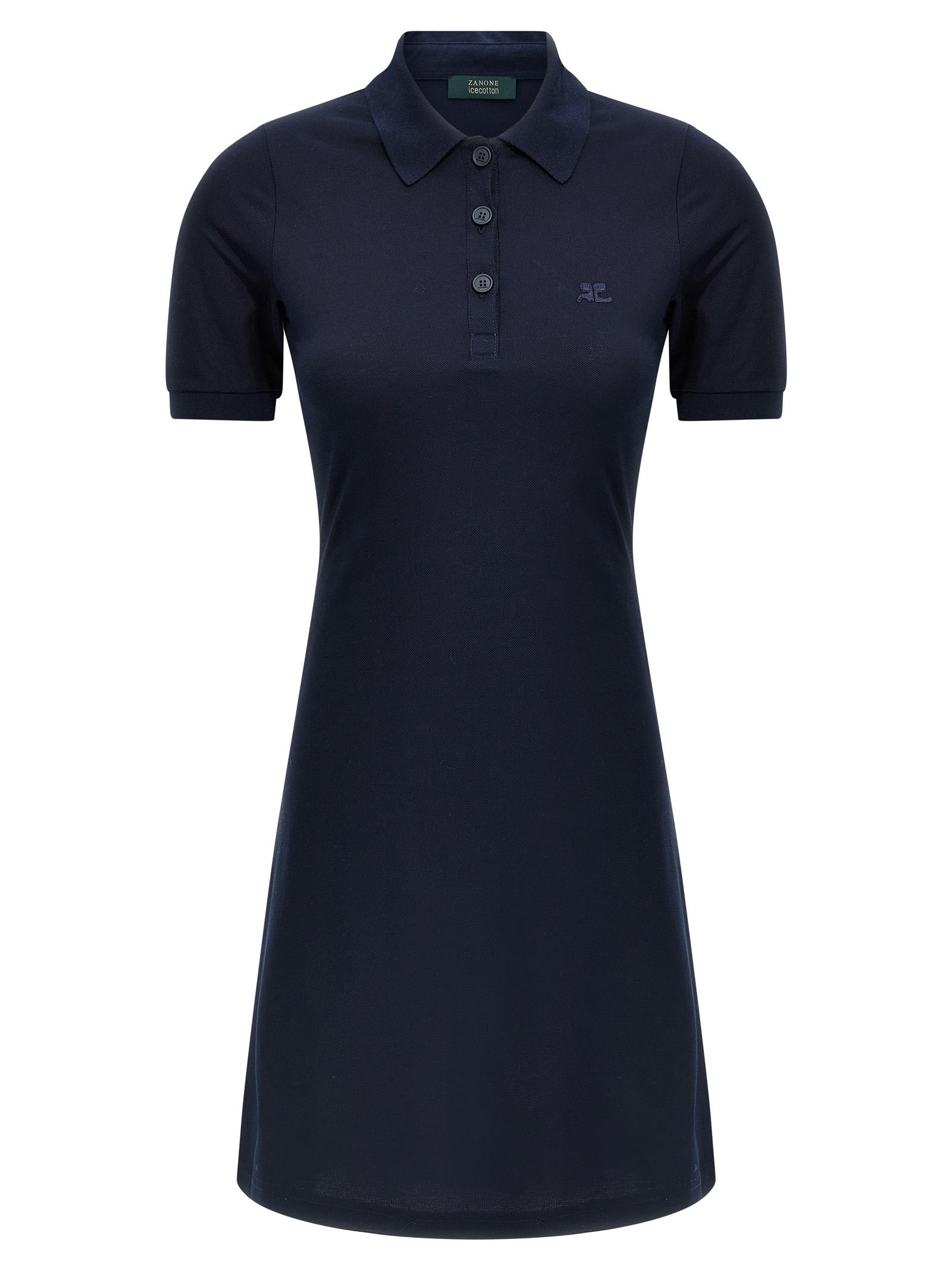 courreges piqué polo dress blue cotton - women