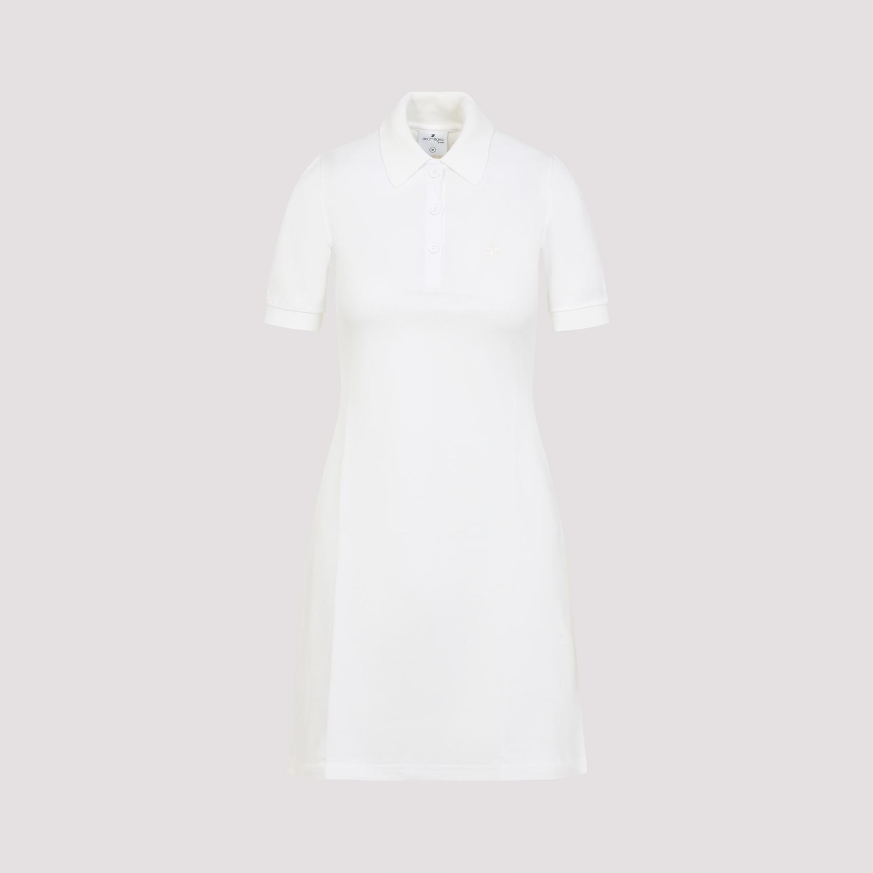 courreges piqué polo dress white cotton - women