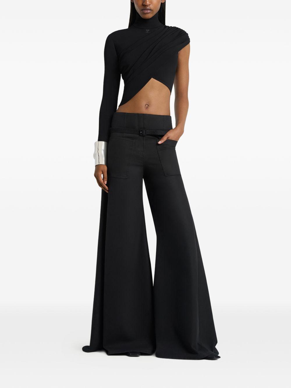 courreges top nero viscose - women