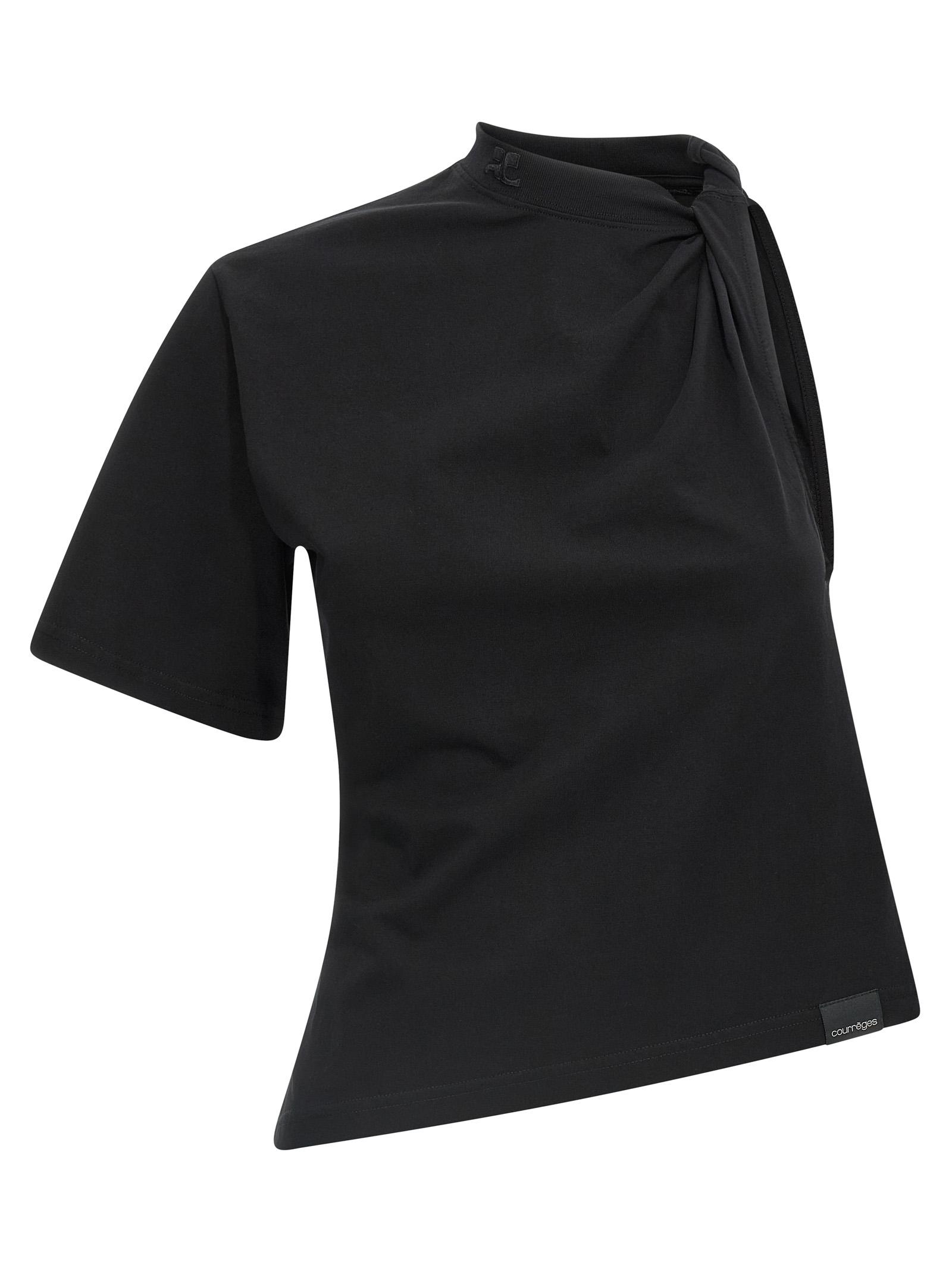 courreges twist asymmetrical t-shirt black cotton - women