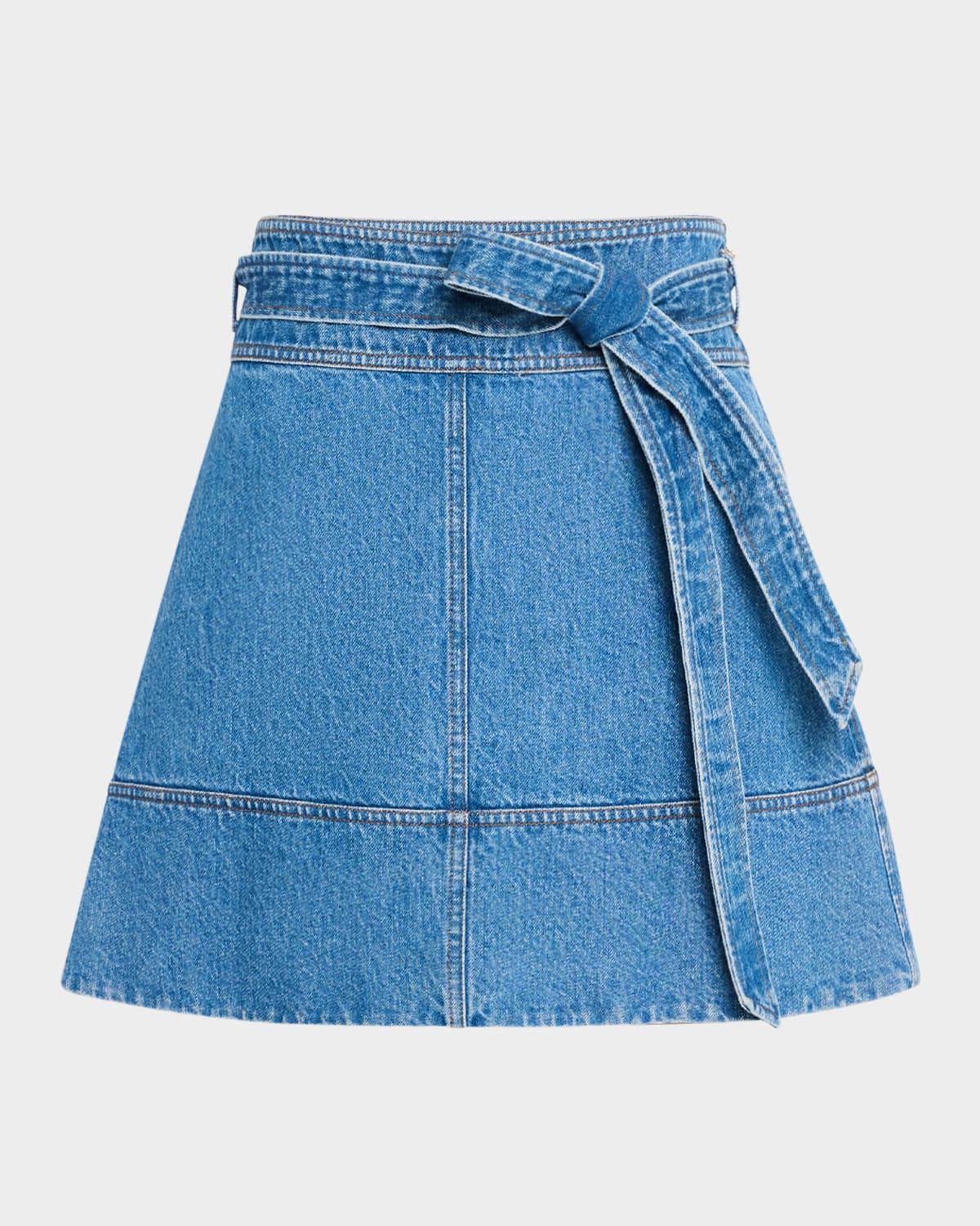 courtney belted denim mini skirt