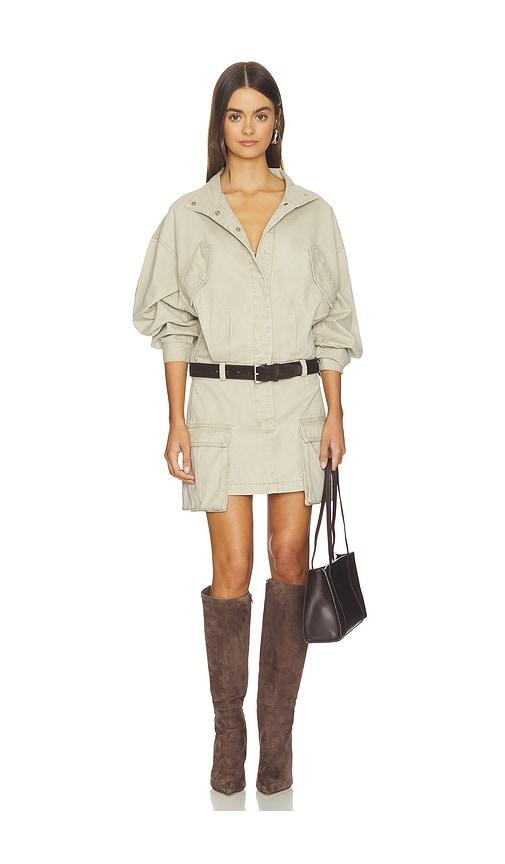 courtney zheng drill cargo mini dress in beige.