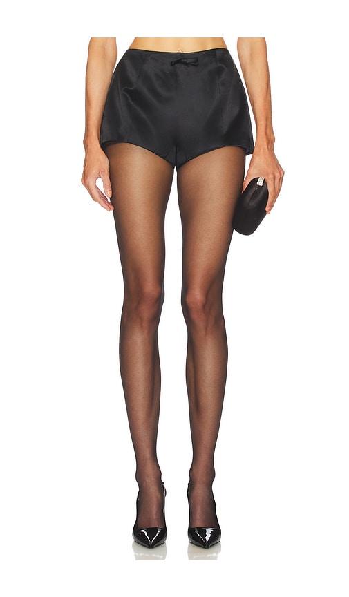courtney zheng ida wool silk duchesse shorts in black.
