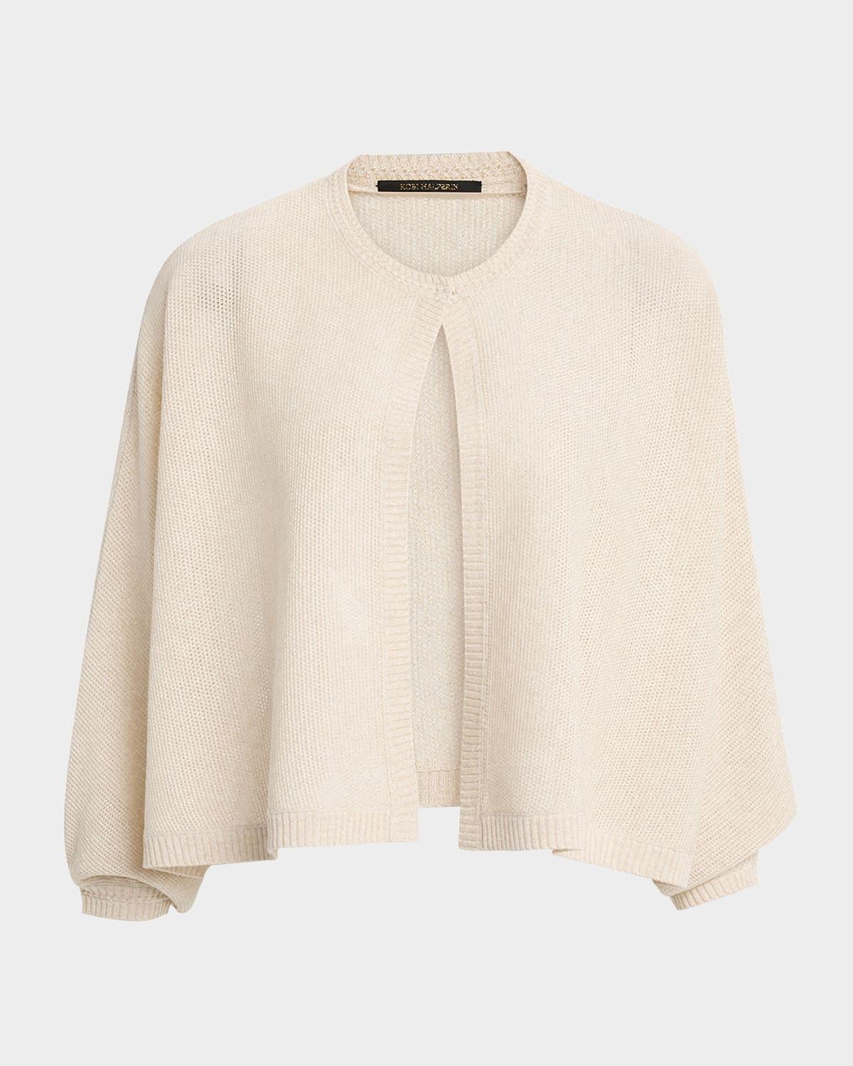 cove dolman-sleeve shimmer mesh sweater