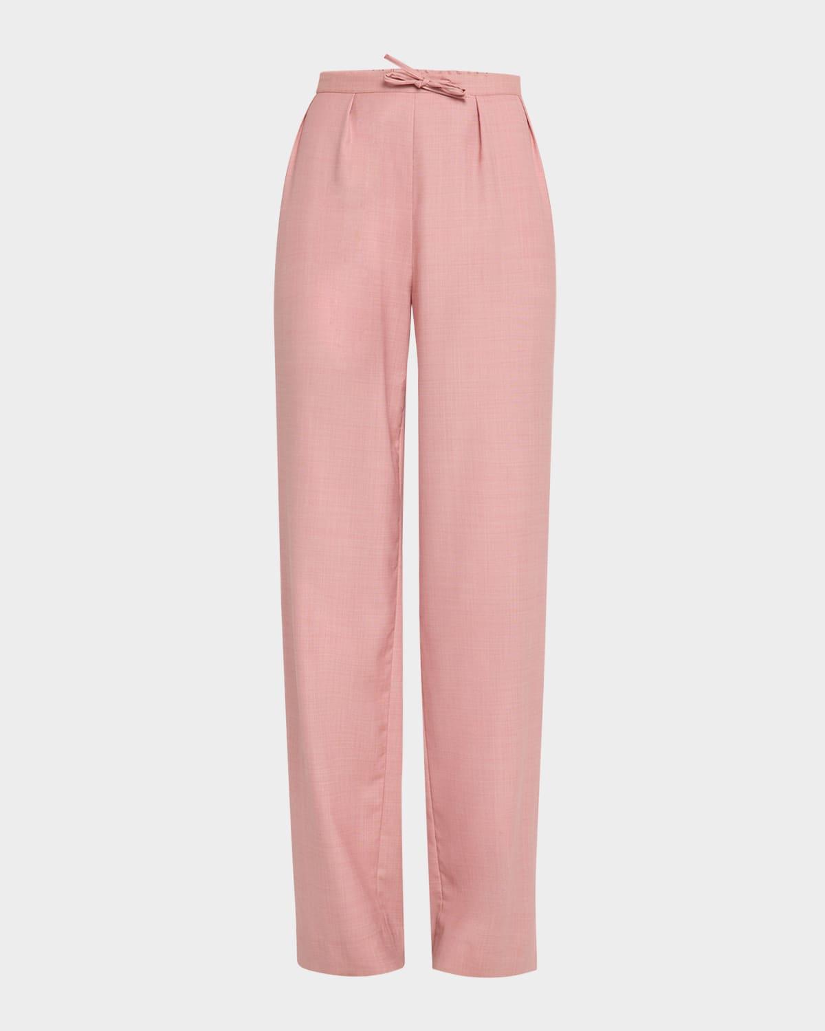 cove pleated elastic waistband wool pants