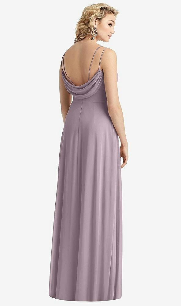 cowl-back double strap maxi dress with side slit