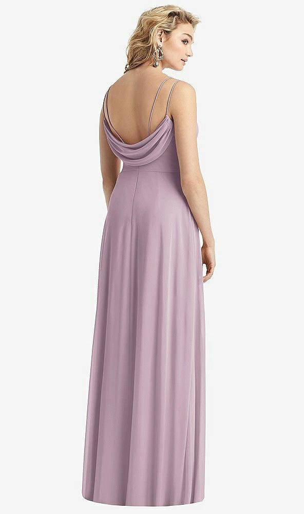 cowl-back double strap maxi dress with side slit