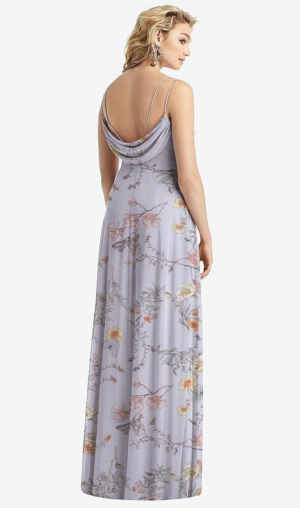 cowl-back double strap maxi dress with side slit