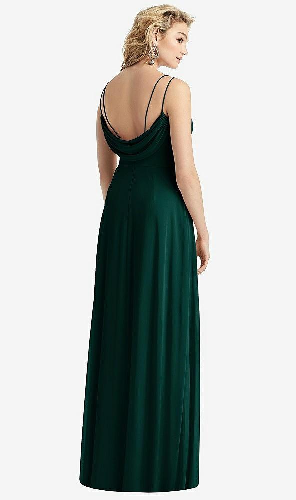 cowl-back double strap maxi dress with side slit