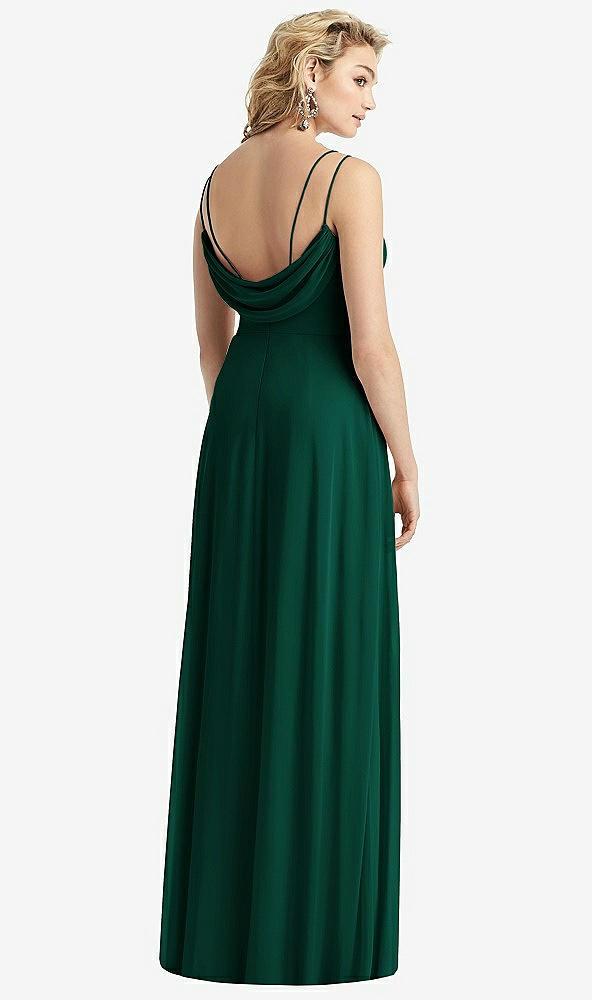 cowl-back double strap maxi dress with side slit