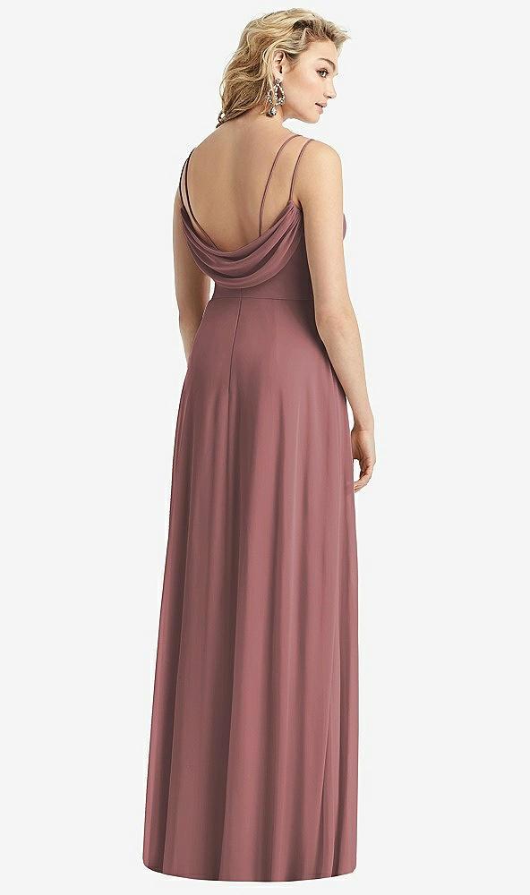 cowl-back double strap maxi dress with side slit