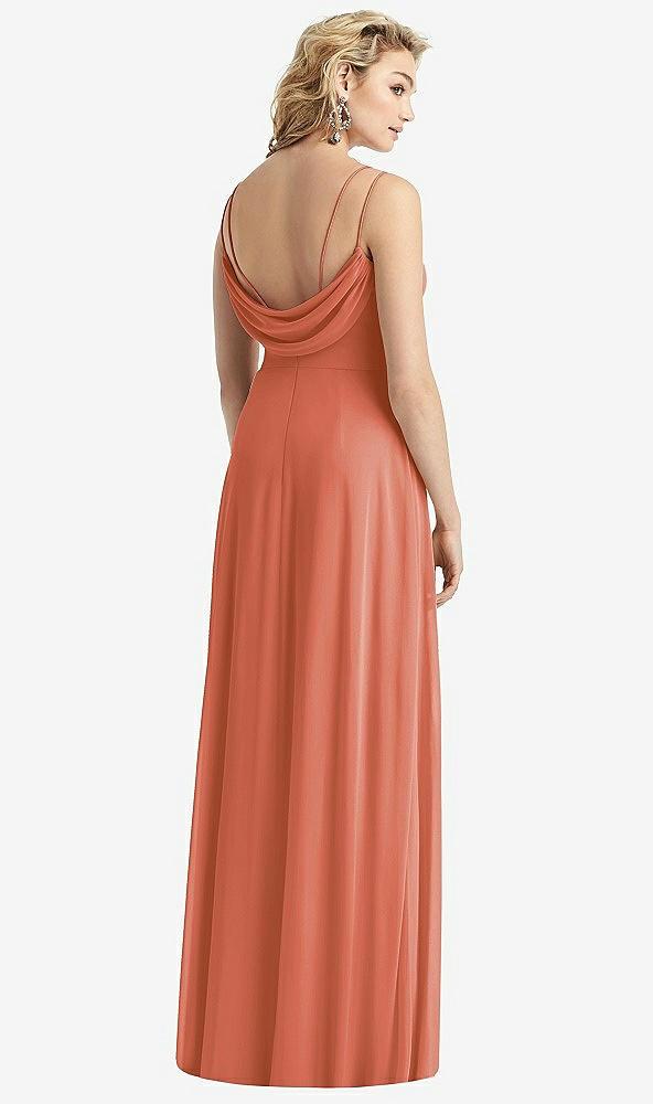 cowl-back double strap maxi dress with side slit