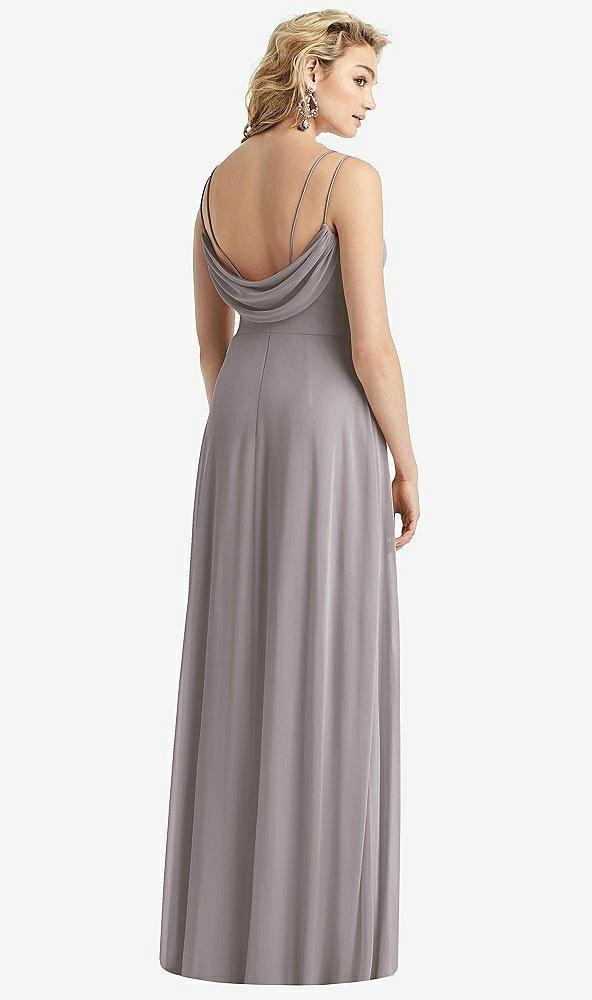 cowl-back double strap maxi dress with side slit