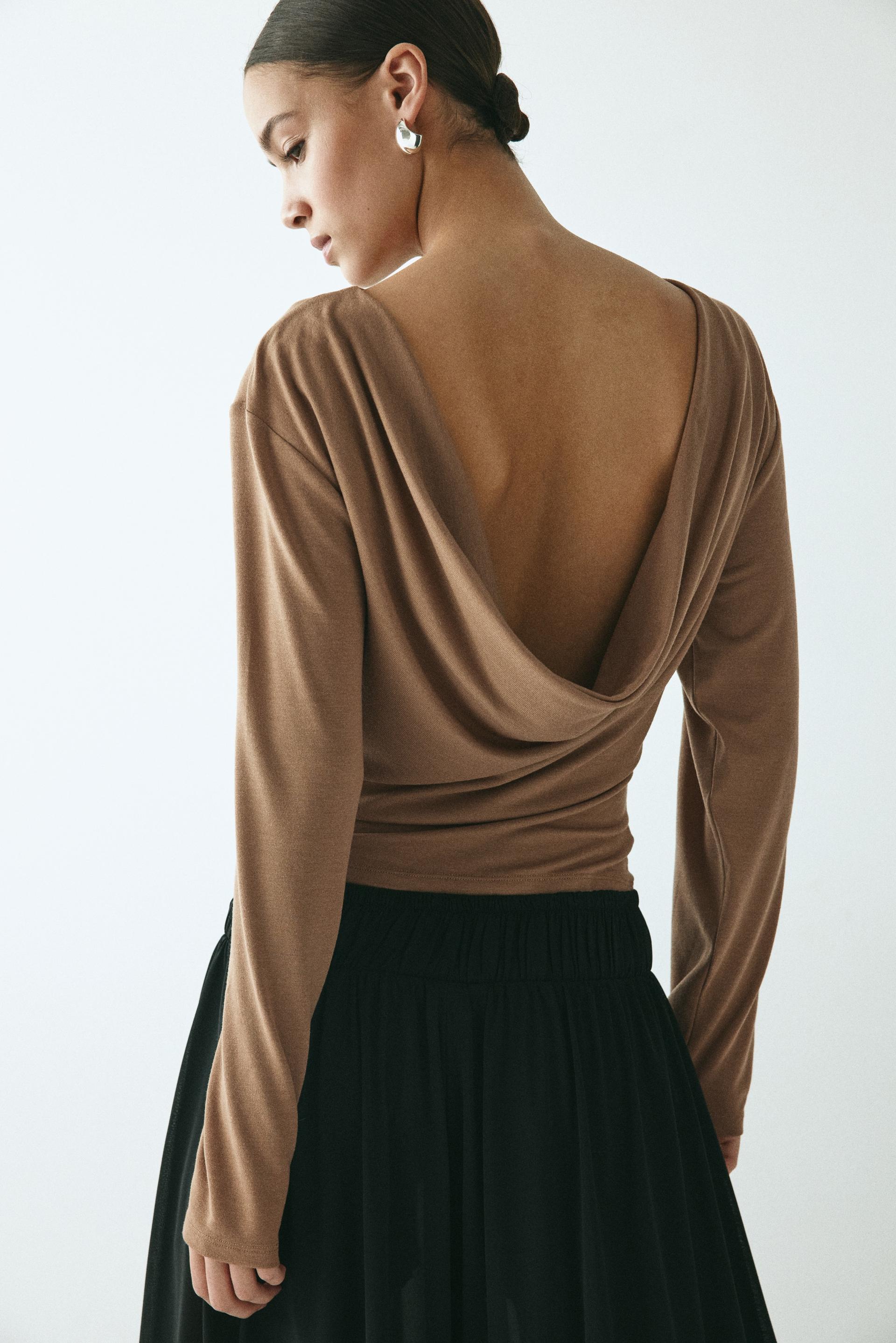 cowl-back jersey top