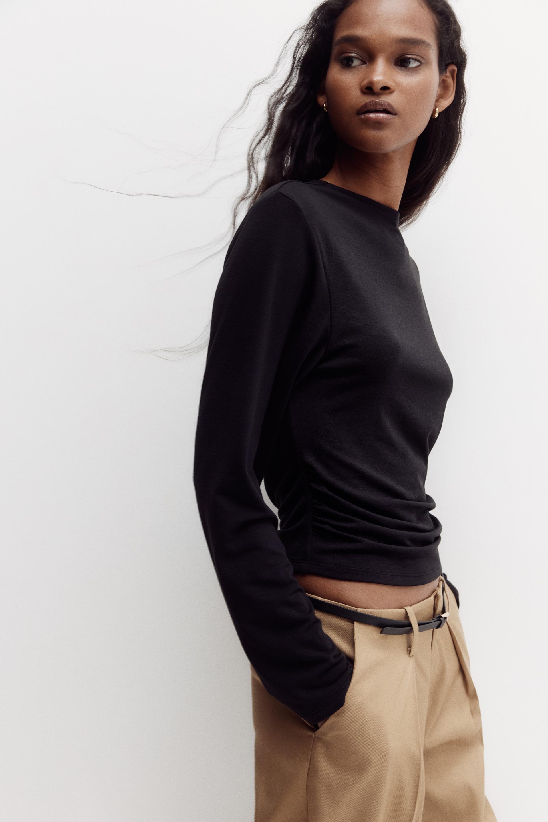 cowl-back jersey top