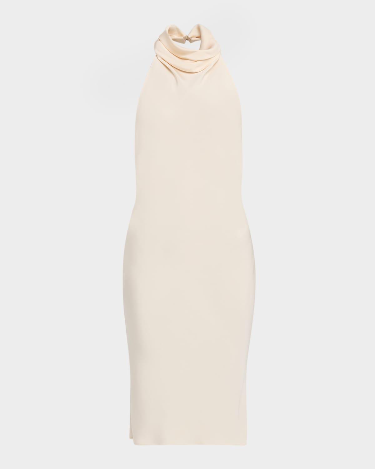 cowl halter silk sable backless cocktail dress