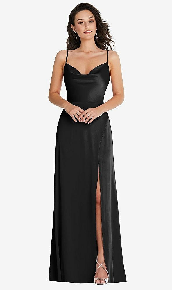 cowl-neck a-line maxi dress with adjustable straps