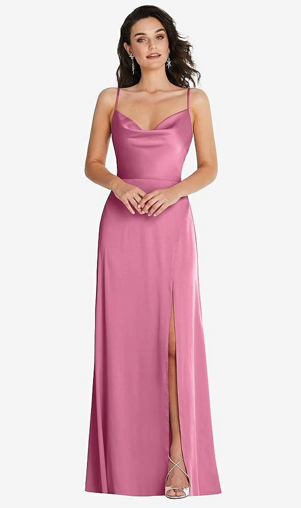 cowl-neck a-line maxi dress with adjustable straps