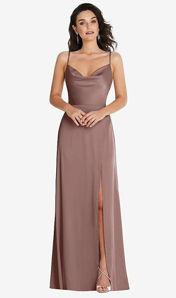 cowl-neck a-line maxi dress with adjustable straps