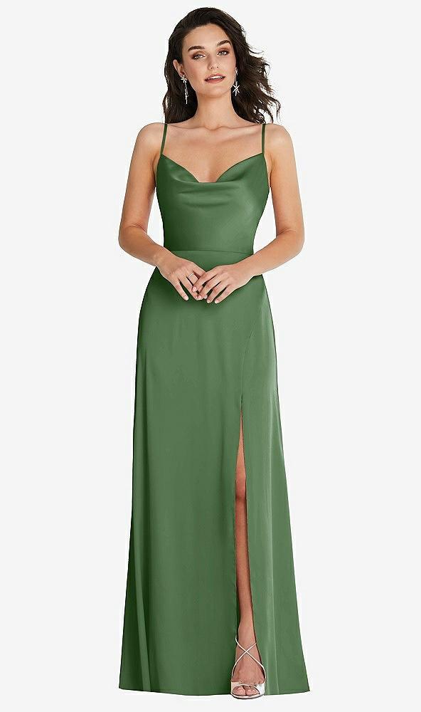 cowl-neck a-line maxi dress with adjustable straps