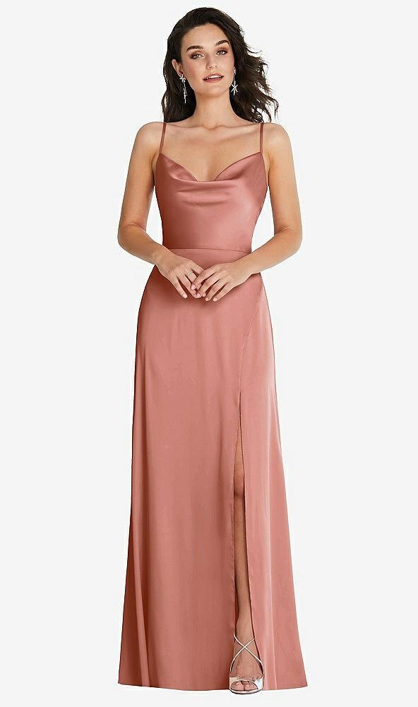 cowl-neck a-line maxi dress with adjustable straps
