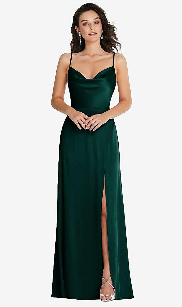 cowl-neck a-line maxi dress with adjustable straps