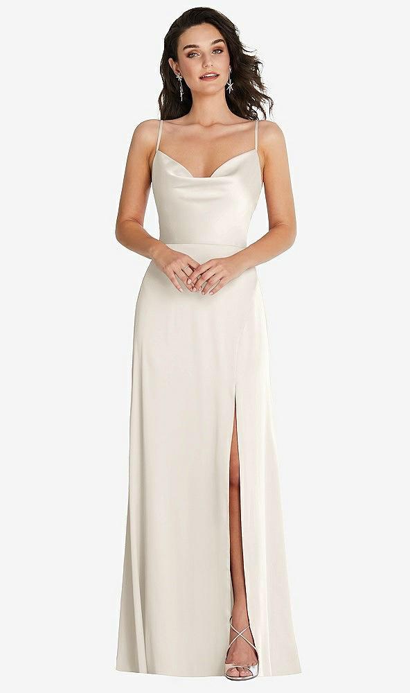 cowl-neck a-line maxi dress with adjustable straps