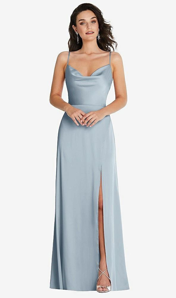 cowl-neck a-line maxi dress with adjustable straps